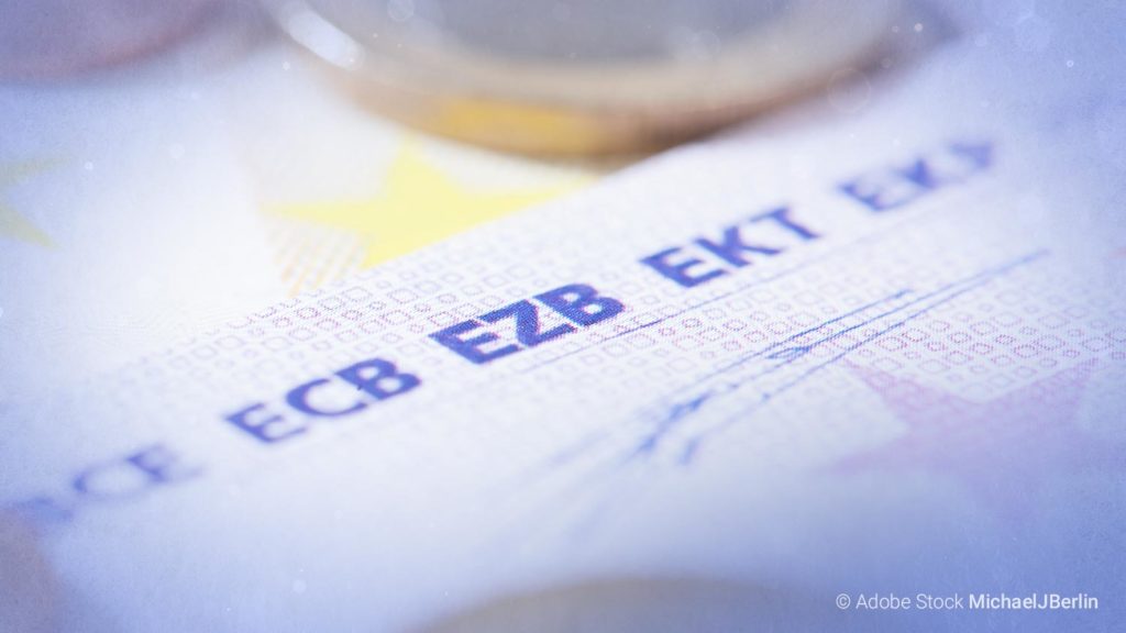 EZB Schriftzug auf einem Euroschein